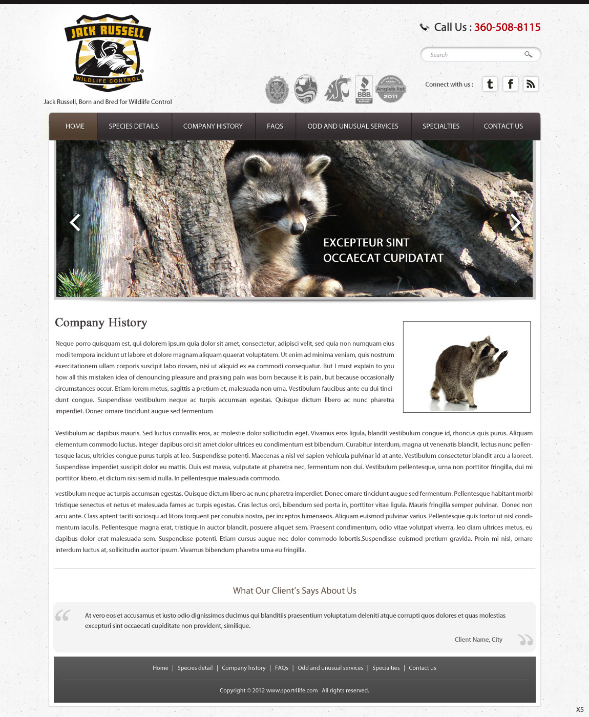 Web Design by pb for Jack Russell Wildlife Control | Design #1333987
