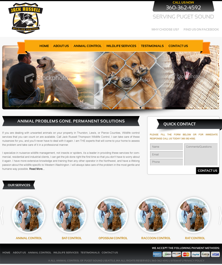 Web Design par Eminents Infosoft pour Jack Russell Wildlife Control | Design #1071311