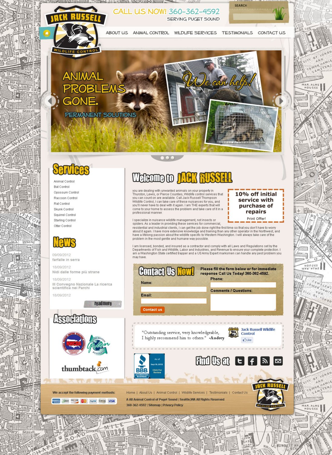 Web Design by TechWise for Jack Russell Wildlife Control | Design #1056111
