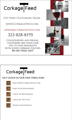 CorkageFeed Restuarant Postcard | Postcard Design by TedAtkinson