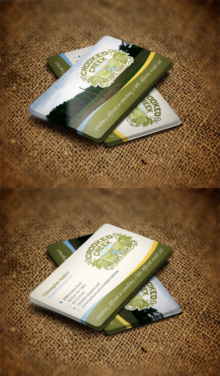 Business Card Design by Harshan for Crooked Creek Hops Farm | Design #3907453
