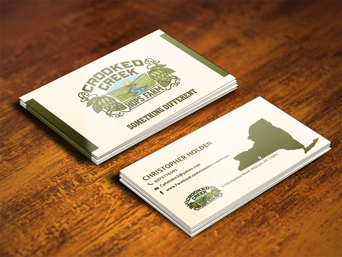 Business Card Design by Sajin for Crooked Creek Hops Farm | Design #3904854