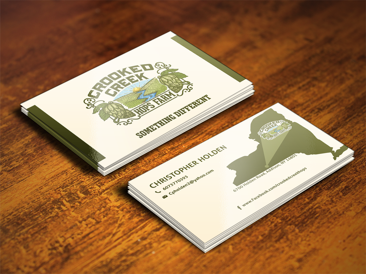 Business Card Design by Sajin for Crooked Creek Hops Farm | Design #3906317