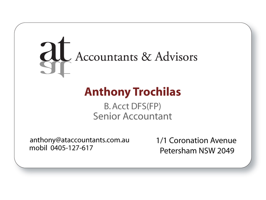 Business Card Design by Nick 2022 for AT Accountants & Advisors | Design #1056668