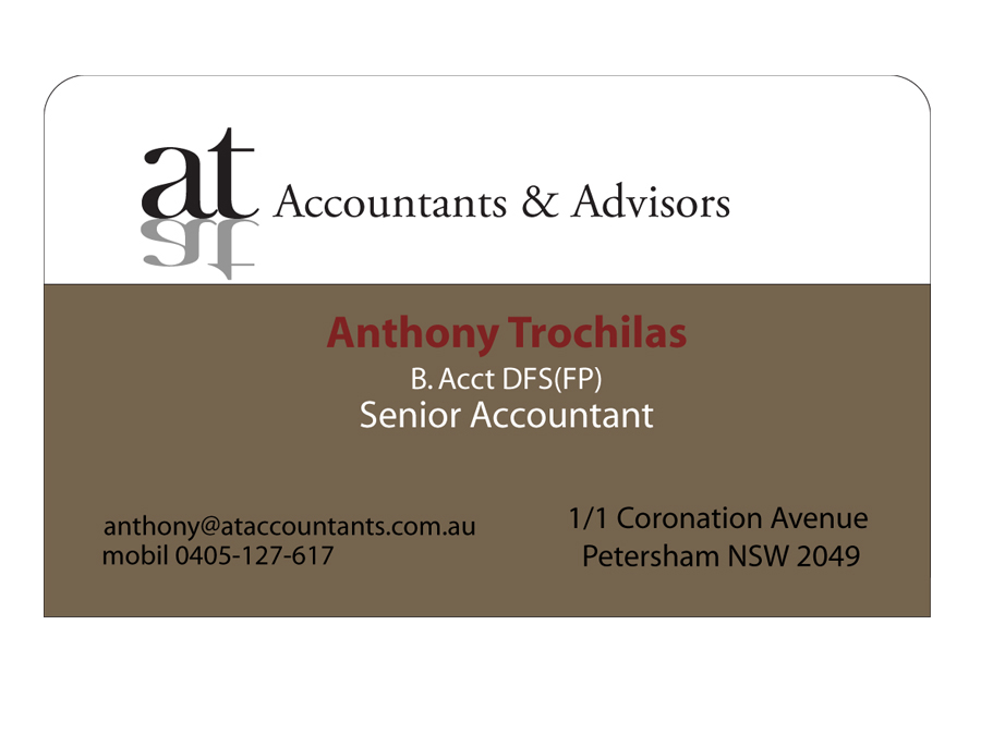 Business Card Design by Nick 2022 for AT Accountants & Advisors | Design #1056671