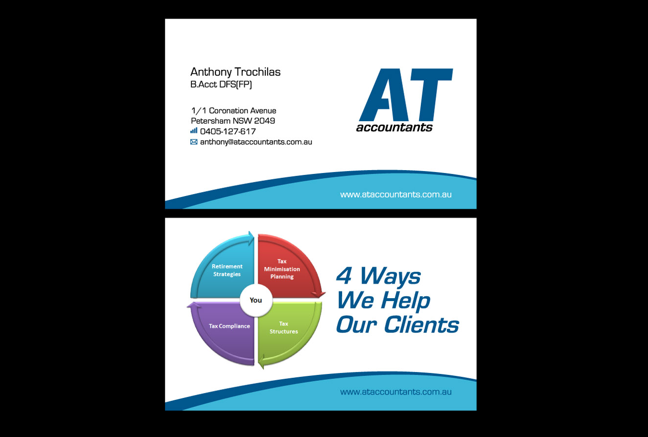Visitenkarten-Design von Priyo Subarkah für AT Accountants & Advisors | Design #1053242