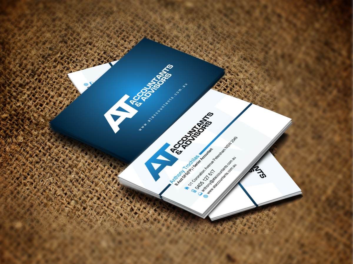 Business Card Design by diRtY.EMM for AT Accountants & Advisors | Design #1041300