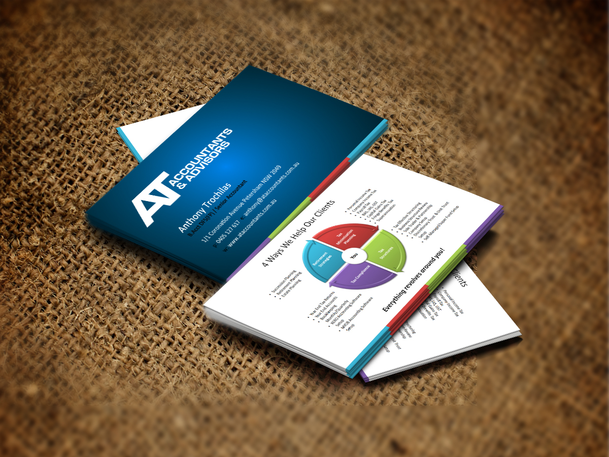 Business Card Design by diRtY.EMM for AT Accountants & Advisors | Design #1046635