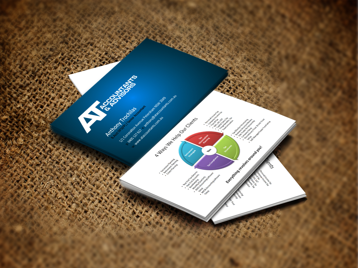 Business Card Design by diRtY.EMM for AT Accountants & Advisors | Design #1046637