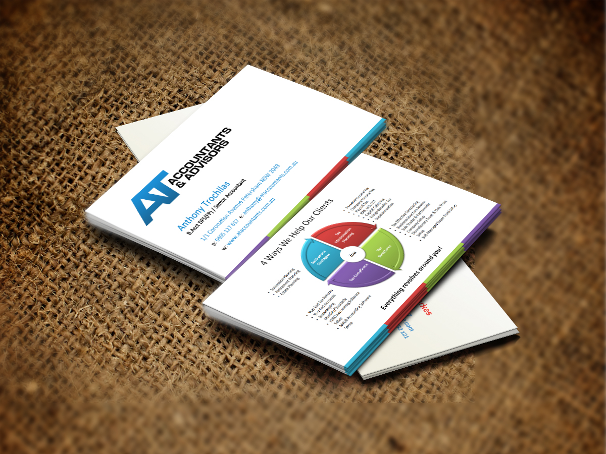 Business Card Design by diRtY.EMM for AT Accountants & Advisors | Design #1046638