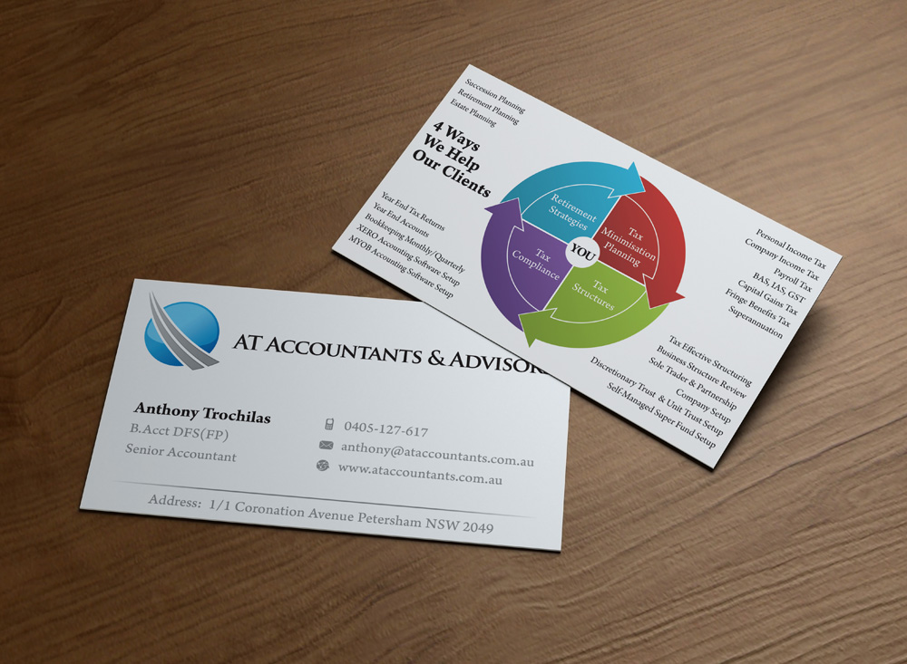 Business Card Design by MPStudio for AT Accountants & Advisors | Design #1052359