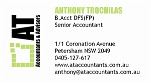 Business Card Design by MDESIGN for AT Accountants & Advisors | Design: #1055953