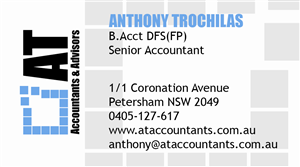 Business Card Design by MDESIGN for AT Accountants & Advisors | Design: #1055958