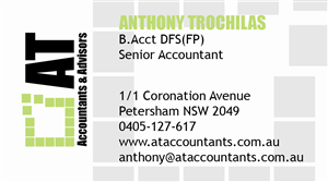 Business Card Design by MDESIGN for AT Accountants & Advisors | Design: #1055959