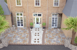 Pheasant Road Front Patio Hardscape Design | 3D Design by Creative Shots Studio