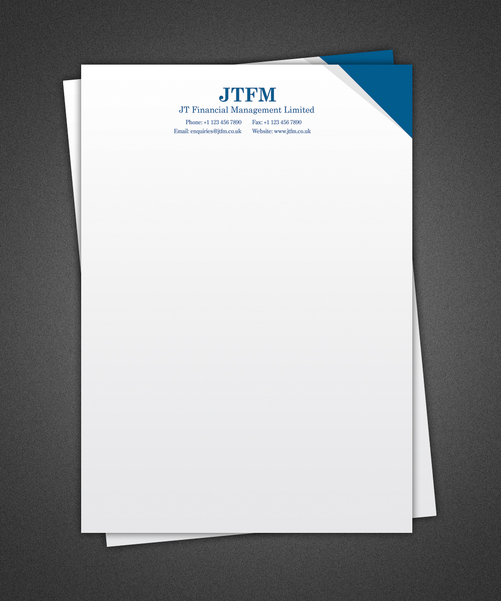Letterhead Design by Pixeleas for JT Financial Management Ltd | Design #3913844