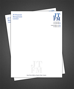 Letterhead Design by Pixeleas for JT Financial Management Ltd | Design: #3919509