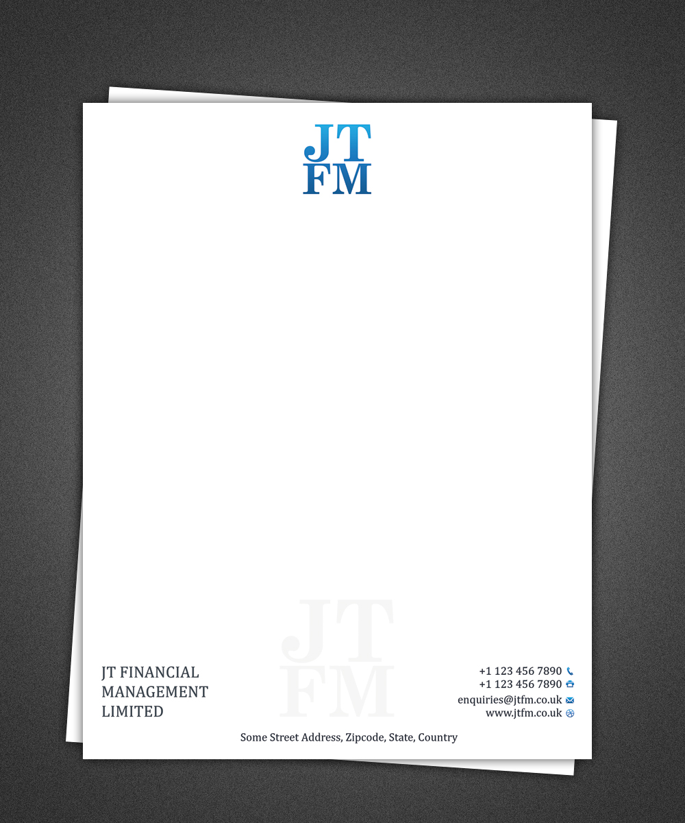 Diseño de Membrete por Pixeleas para JT Financial Management Ltd | Diseño #3931428
