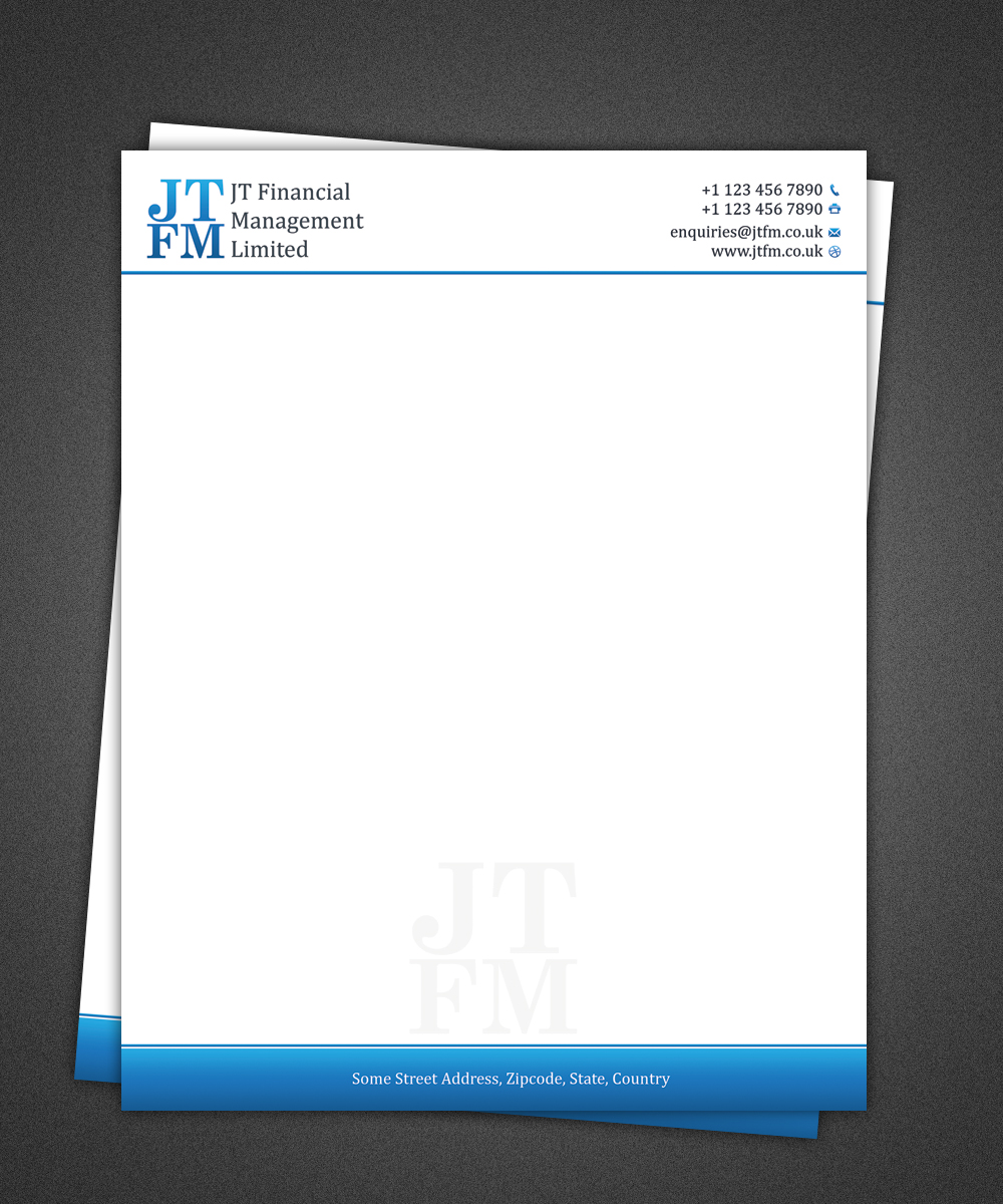 Letterhead Design by Pixeleas for JT Financial Management Ltd | Design #3931430
