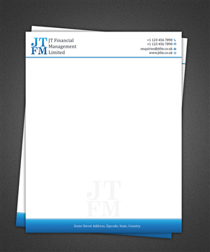Letterhead Design by Pixeleas for JT Financial Management Ltd | Design: #3931430