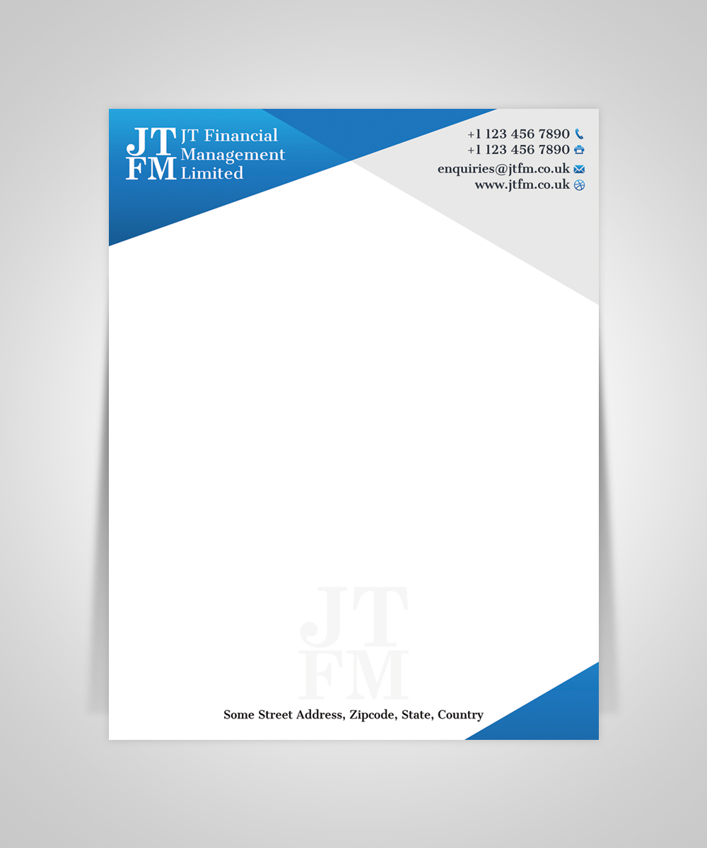 Diseño de Membrete por Pixeleas para JT Financial Management Ltd | Diseño #3942707