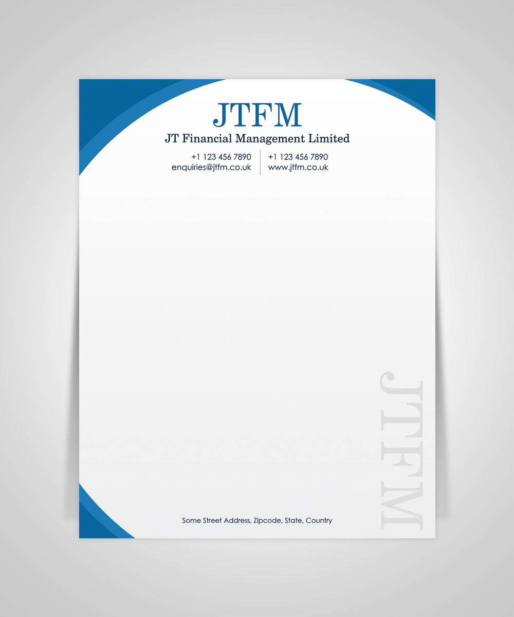 Letterhead Design by Pixeleas for JT Financial Management Ltd | Design #3942708