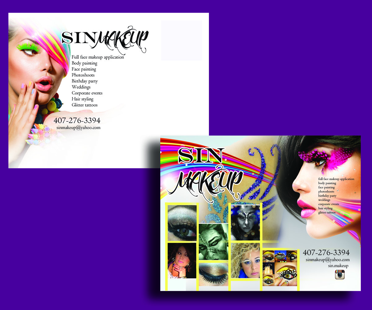 Postcard Design by uk for Sin Makeup  | Design #3904500