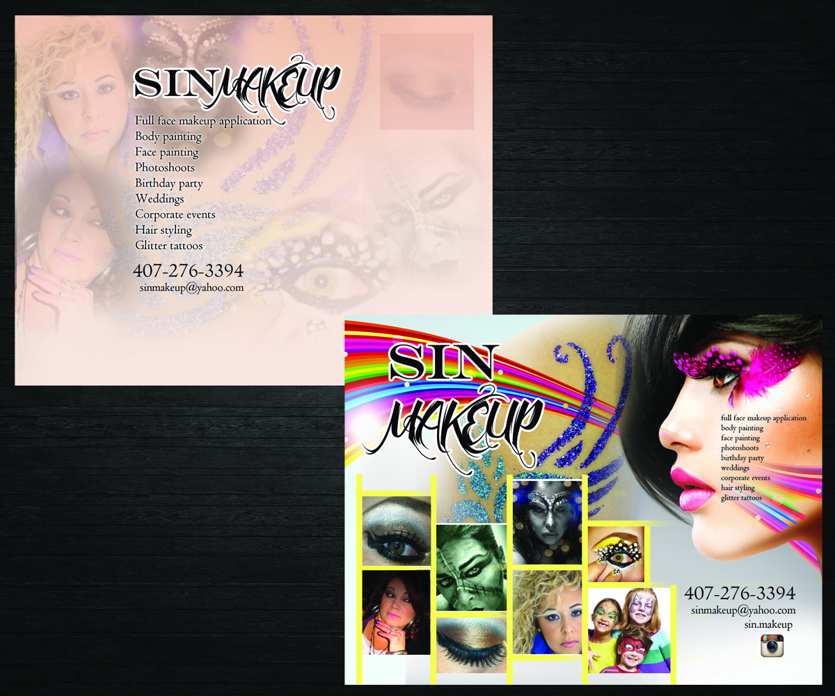 Postcard Design by uk for Sin Makeup  | Design #3952001