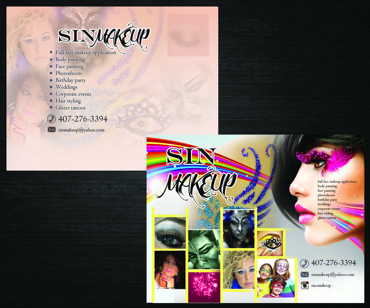 Postcard Design by uk for Sin Makeup  | Design #3959497