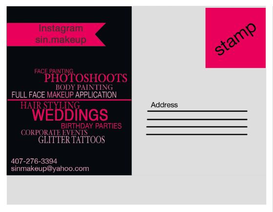 Design de Carte Postale par Addison pour Sin Makeup  | Design #3905991