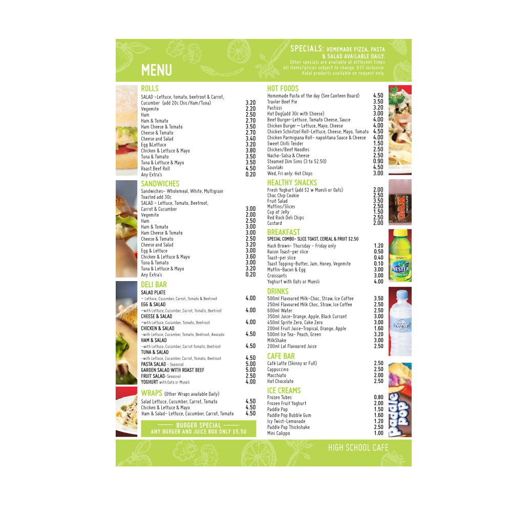 Menu Design by JACQUI for this project | Design #1088340