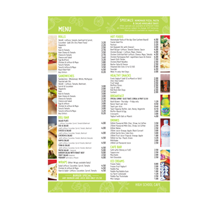 School Canteen Menu | Menu Design by JACQUI