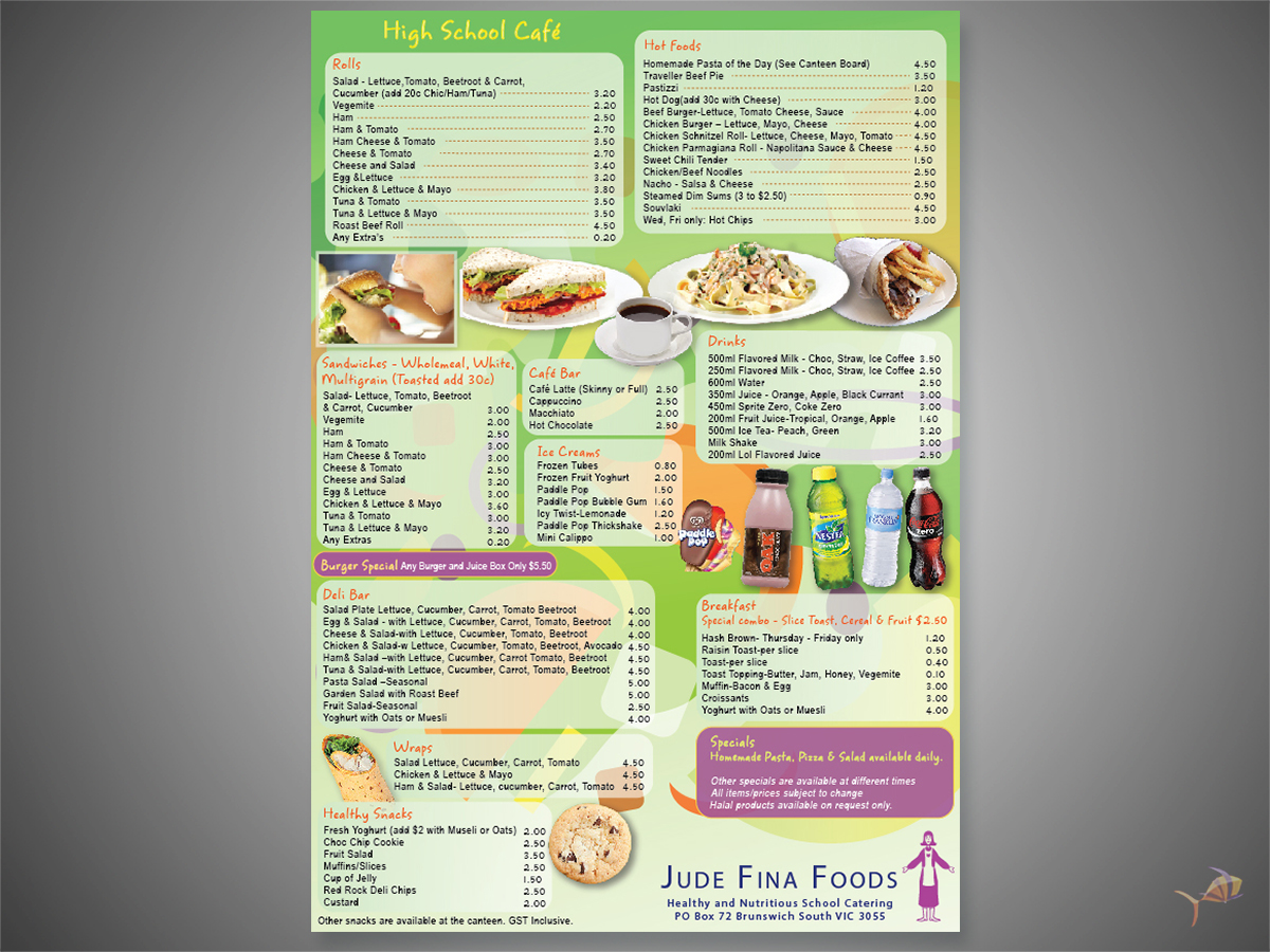 38 Elegant Playful School Menu Designs for a School business in Australia