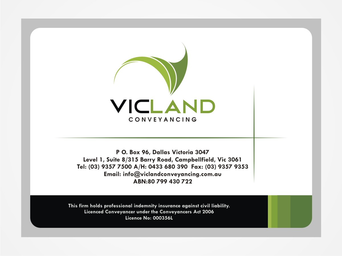 Business Card Design by munte munte for VICLAND CONVEYANCING | Design: #153145