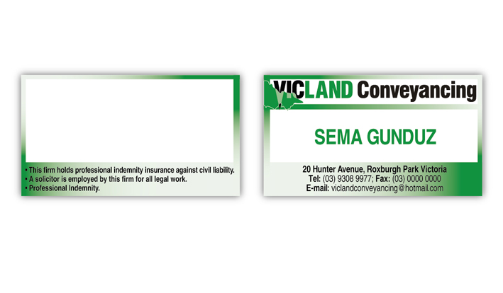 Business Card Design by Ekanite for VICLAND CONVEYANCING | Design #143612