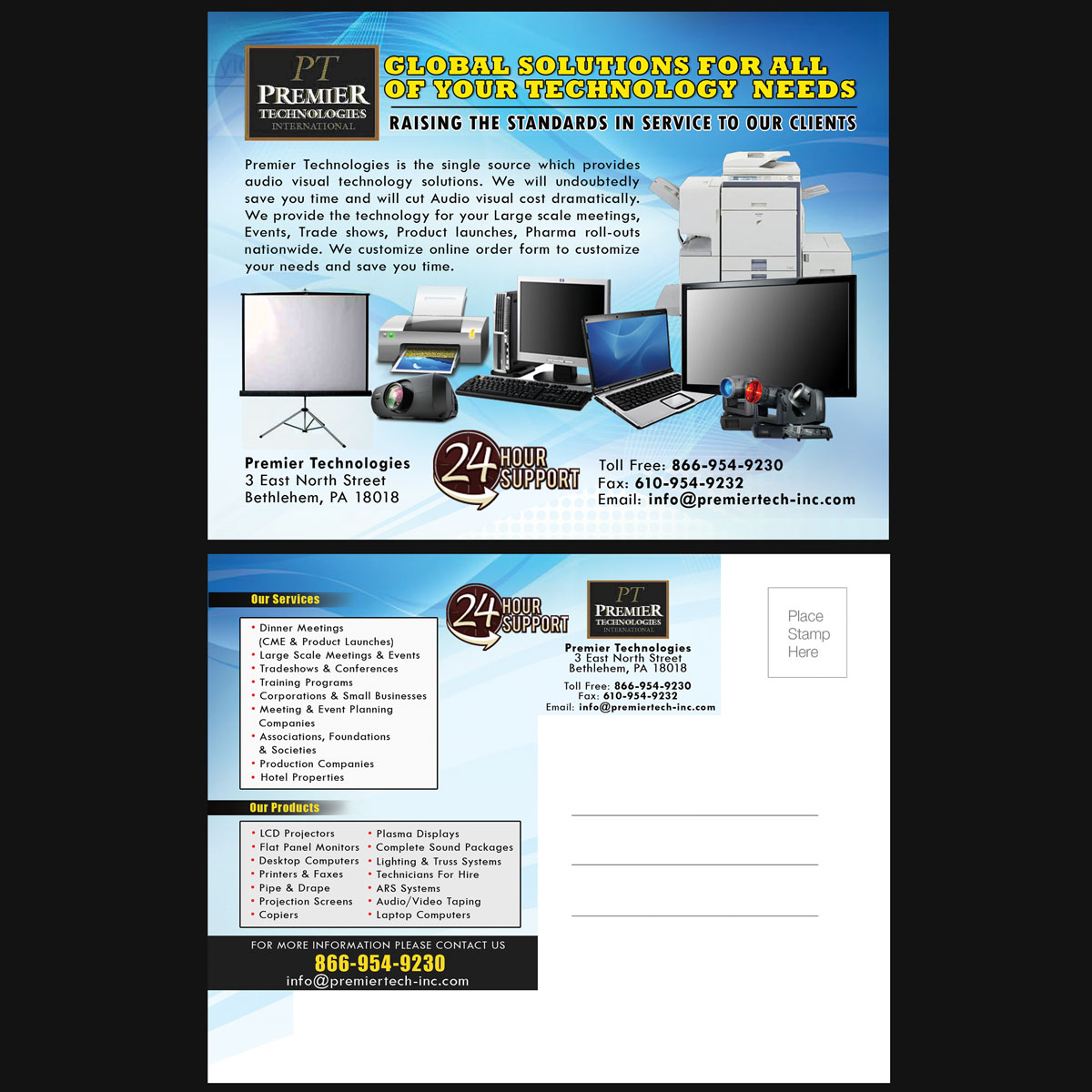 Postcard Design by NatPearlDesigns for Premier Technologies  | Design #3939062