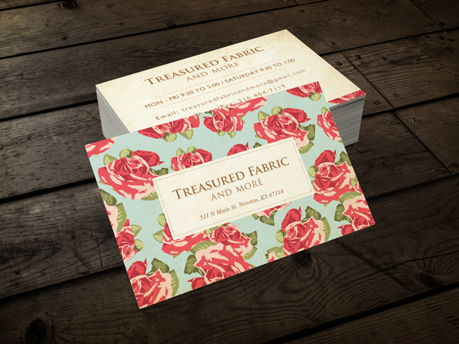 Business Card Design by OliPerez for Treasured Fabric and More | Design #3939949