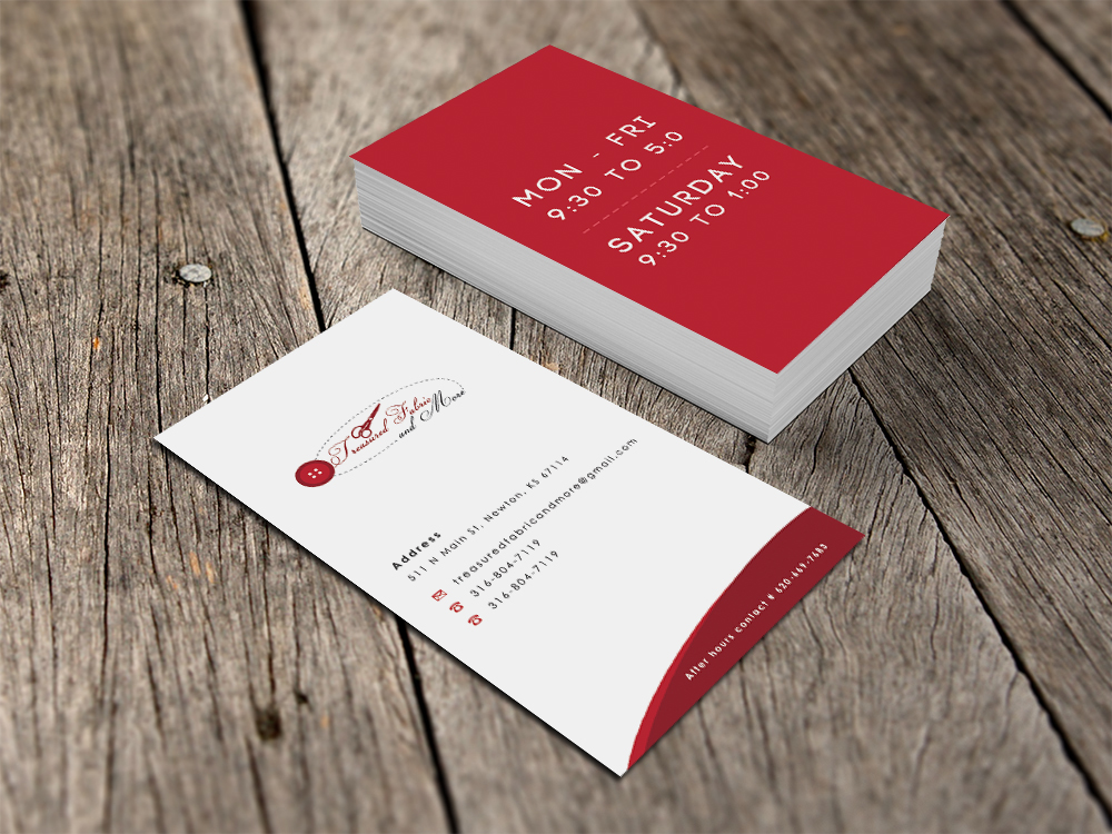 Business Card Design by Eggo May P for Treasured Fabric and More | Design #3906596