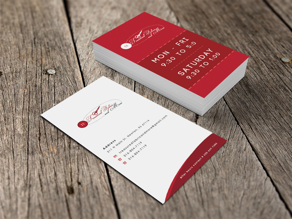 Business Card Design by Eggo May P for Treasured Fabric and More | Design #3906606