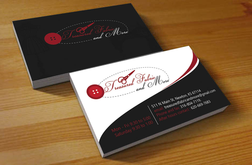 Business Card Design by Hardcore Design for Treasured Fabric and More | Design #3942970