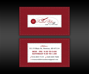 Business Card Design by Ethien for Treasured Fabric and More | Design: #3913043