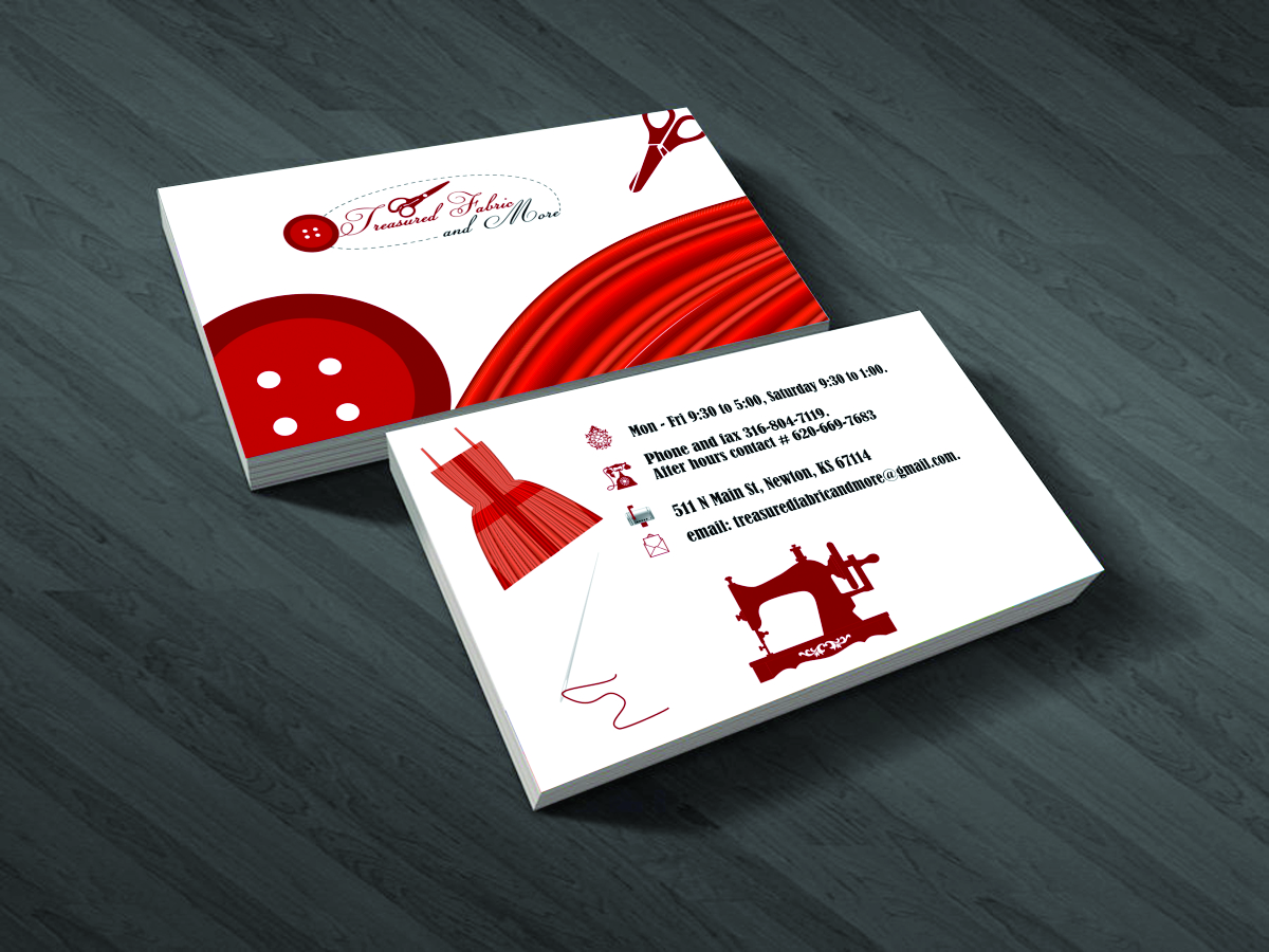 Diseño de Tarjeta de Presentación por VRDesigns para Treasured Fabric and More | Diseño #3907656