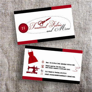 Business Card Design by VRDesigns for Treasured Fabric and More | Design: #3908253