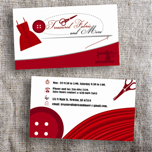 Business Card Design by VRDesigns for Treasured Fabric and More | Design: #3908421