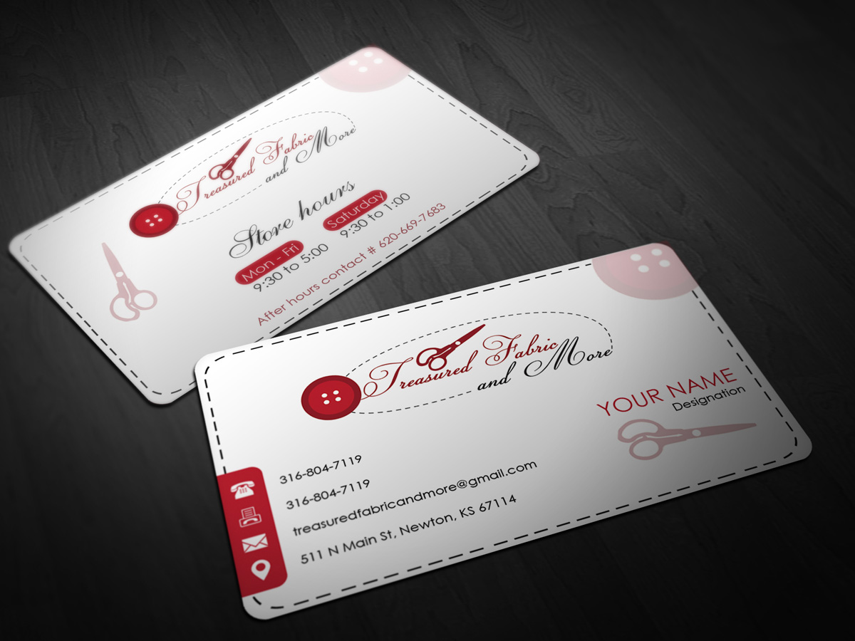 Business Card Design by Pointless Pixels India for Treasured Fabric and More | Design #3933818