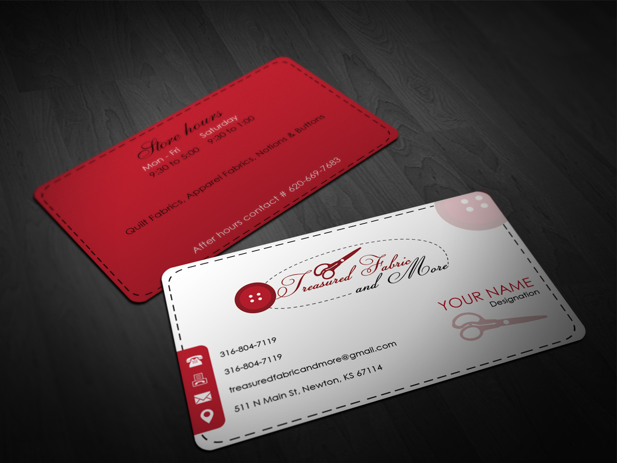 Diseño de Tarjeta de Presentación por Pointless Pixels India para Treasured Fabric and More | Diseño #3933829