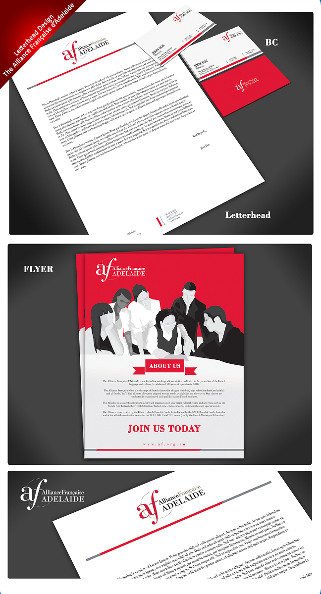 Letterhead Design by yganess for Alliance Francaise d''Adelaide | Design #3946114