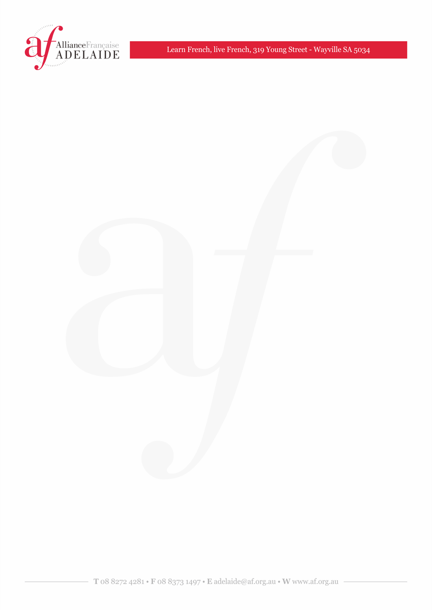 Diseño de Membrete por barinix para Alliance Francaise d''Adelaide | Diseño #3973865