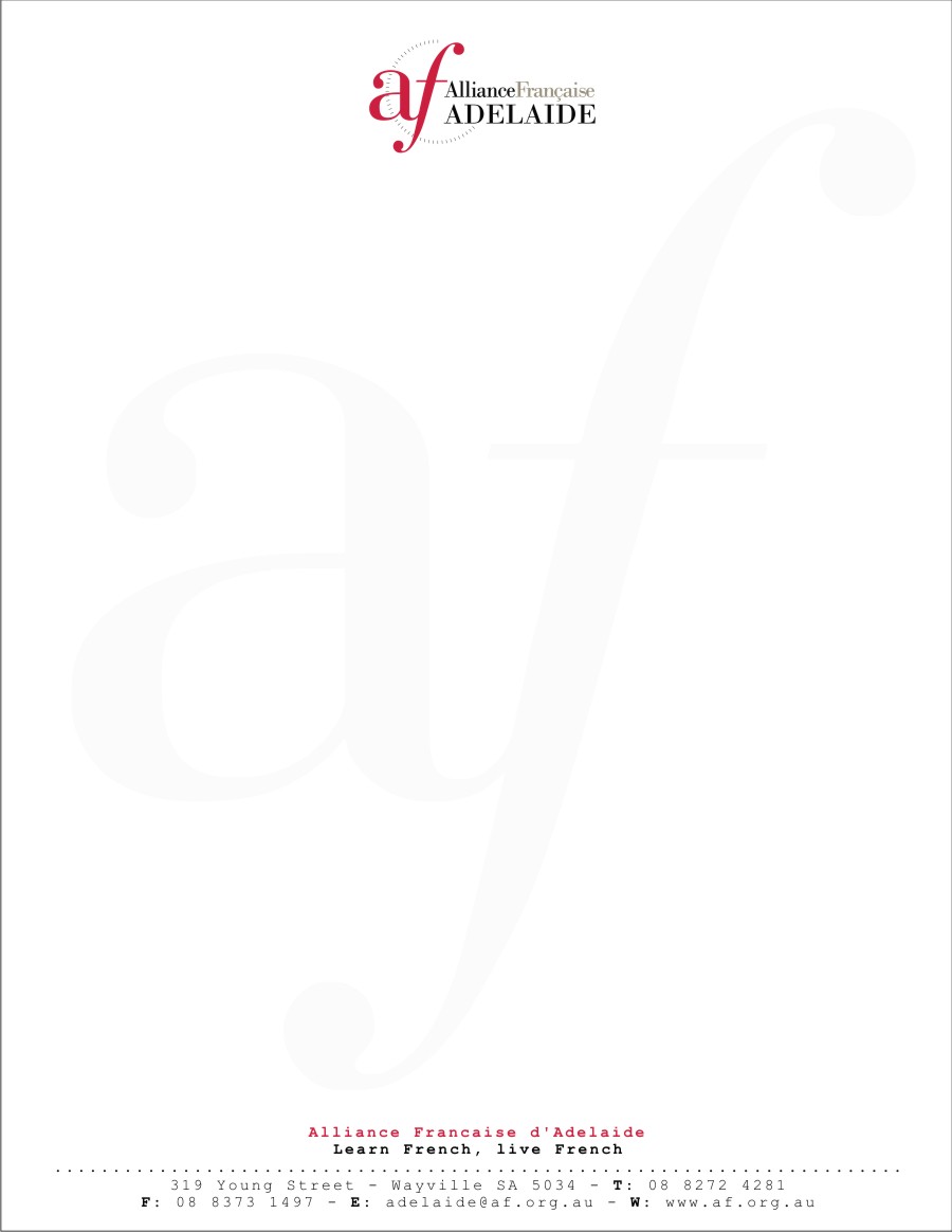 Diseño de Membrete por caesars para Alliance Francaise d''Adelaide | Diseño #3960586