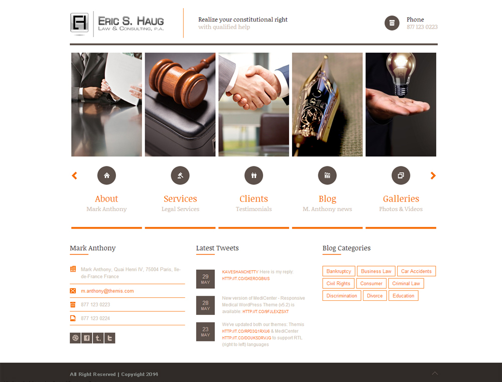 Diseño Wordpress por Acnosoft Technology para Eric S. Haug Law & Consulting, P.A. | Diseño #4058439